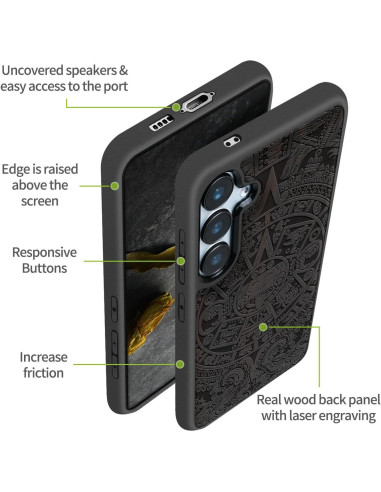 Funda de Madera Carveit para Galaxy S24 FE - Diseño Maya