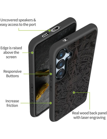 Funda de Madera Carveit para Galaxy S24 FE - Diseño Maya Funda de Madera Carveit para Galaxy S24 FE - Diseño Maya