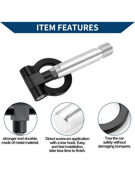 Gancho de Remolque Hihaha para Toyota Yaris EP 23cm Negro