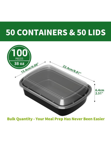 Contenedores de Comida Desechables APSIC 50 Piezas 1.09kg