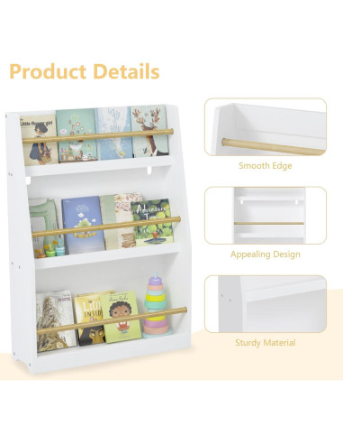 Estantería de Libros para Niños Genérico 3 Niveles Blanca