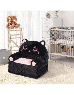 Sofá Plegable 2-en-1 para Niños QIUODO Gato Negro y Rosa 2