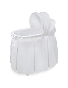 Cuna mecedora Badger Basket Wishes blanca con dosel y almohadilla