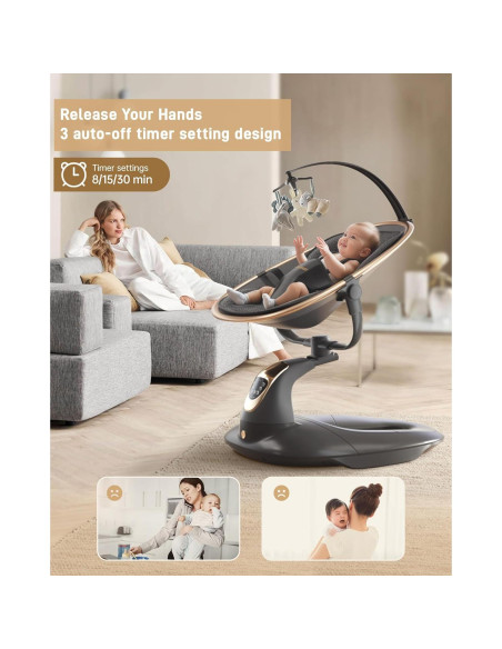 Columpio Eléctrico para Bebés Oneya 8002-B-3 Negro 9 kg