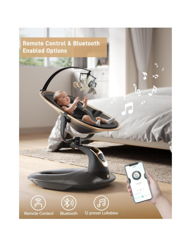 Columpio Eléctrico para Bebés Oneya 8002-B-3 Negro 9 kg