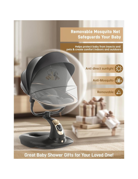 Columpio Eléctrico para Bebés Oneya 8002-B-3 Negro 9 kg