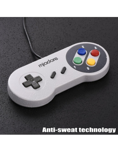 Paquete de 2 Controladores USB miadore para SNES Retro 16x15x3 cm