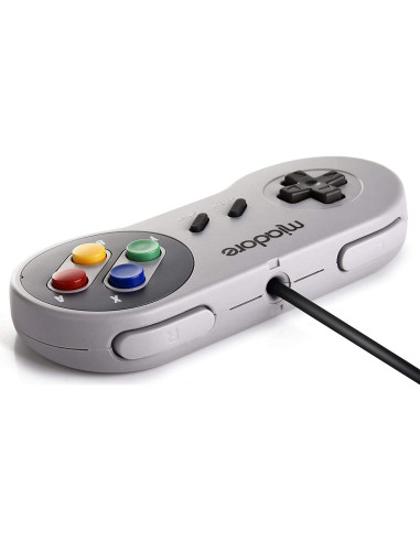 Paquete de 2 Controladores USB miadore para SNES Retro 16x15x3 cm