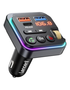 Transmisor FM Bluetooth LENCENT BT25 Cargador USB 20W QC 3.0