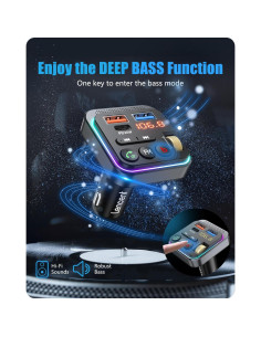 Transmisor FM Bluetooth LENCENT BT25 Cargador USB 20W QC 3.0 2