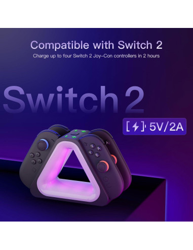 Dock de Carga Rápida Hosanwell para Joy-Con Switch 2 - 4 Controladores