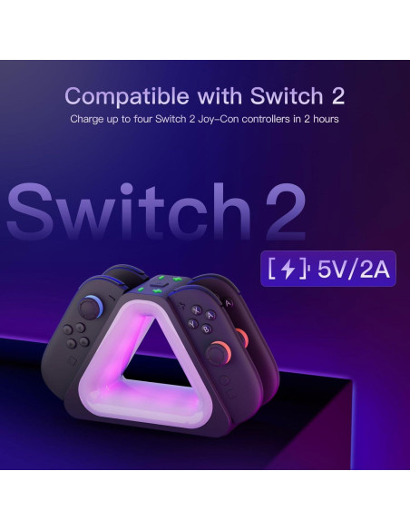 Dock de Carga Rápida Hosanwell para Joy-Con Switch 2 - 4 Controladores