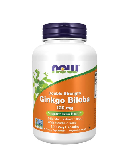 Suplemento Ginkgo Biloba NOW Foods 120 mg Doble Fuerza 200 Cápsulas Veganas Suplemento Ginkgo Biloba NOW Foods 120 mg Doble Fuerza 200 Cápsulas Veganas