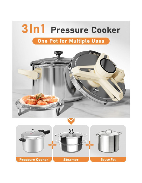 Olla de presión Abijan 8 QT acero inoxidable 10 piezas