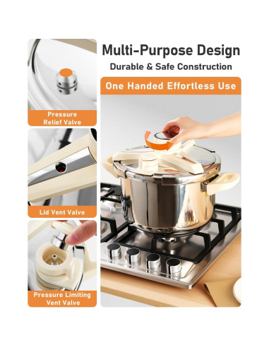 Olla de presión Abijan 8 QT acero inoxidable 10 piezas