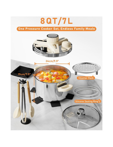 Olla de presión Abijan 8 QT acero inoxidable 10 piezas