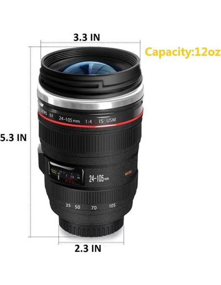 Taza de café Chasing Y en forma de lente de cámara 350ml