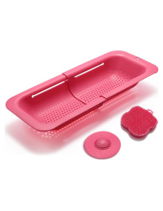 Colador colapsable Domonic Home para fregadero 36.8-49.5 cm Rosa