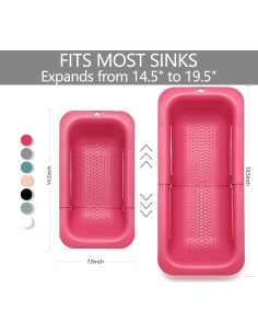 Colador colapsable Domonic Home para fregadero 36.8-49.5 cm Rosa 2