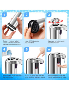 Dispensador de Jabón Automático Bensbl 2 Pcs Acero Inoxidable 2