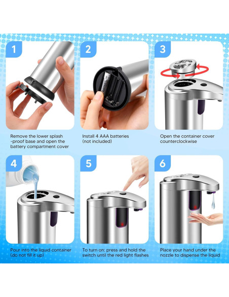 Dispensador de Jabón Automático Bensbl 2 Pcs Acero Inoxidable