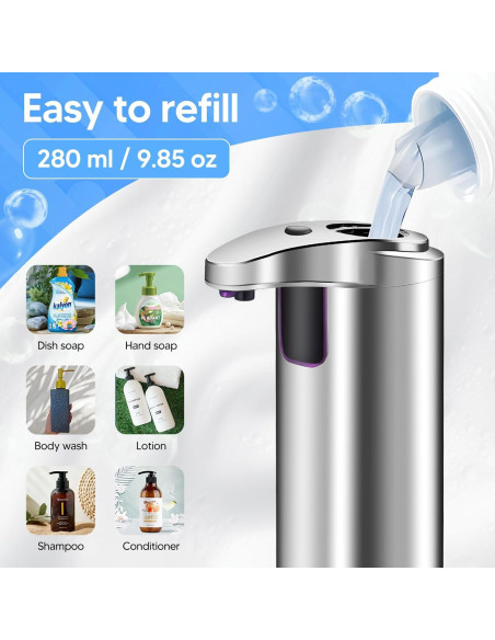 Dispensador de Jabón Automático Bensbl 2 Pcs Acero Inoxidable