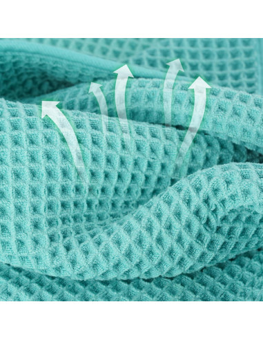 Juego de 2 Toallas de Cara Microfibra Turquesa 33x33 cm