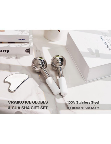 Set de Globos de Hielo y Gua Sha VRAIKO para Facial