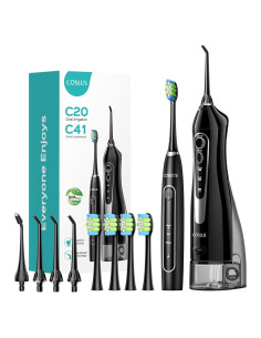 COSLUS Kit de Limpieza Oral 2 en 1: Irrigador Dental y Cepillo Eléctrico