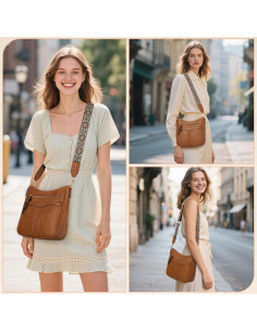 Bolso Cruzado RAINSMORE para Mujeres de Cuero PU Marrón 2