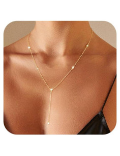 Collar Lariat de Oro 14K para Mujeres con Colgante Y