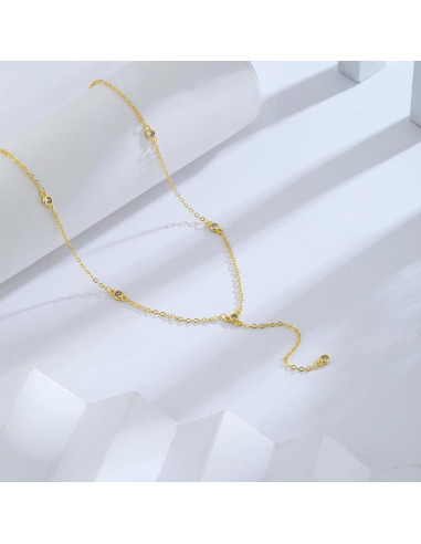 Collar Lariat de Oro 14K para Mujeres con Colgante Y