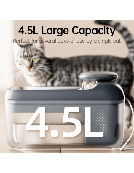 Fuente de Agua Automática PETSEE 4.5L Acero Inoxidable Gris Fuente de Agua Automática PETSEE 4.5L Acero Inoxidable Gris
