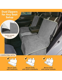 Funda de Asiento para Perros FUNNY FUZZY Gris Impermeable 135x46 cm 2