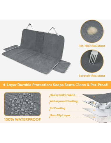 Funda de Asiento para Perros FUNNY FUZZY Gris Impermeable 135x46 cm