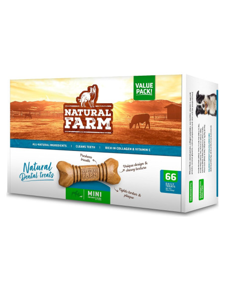 Golosinas Dentales Naturales para Perros Natural Farm Mini 66 Cuentas