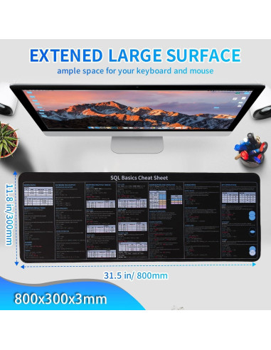 Alfombrilla de Ratón Grande JIANCHENGART con Trucos SQL 80x30cm