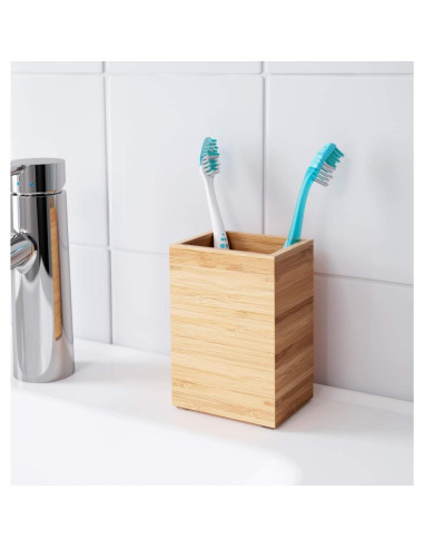 Soporte para Cepillos de Dientes IKEA DRAGAN Bambú 12x8x6 cm