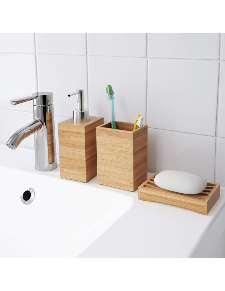 Soporte para Cepillos de Dientes IKEA DRAGAN Bambú 12x8x6 cm