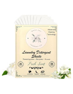 Hojas de detergente ecológicas Wash Day 64 unidades aroma fresco