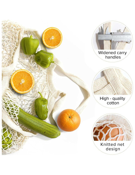 Bolsas de Malla de Algodón LZMS 3PCS Reutilizables para Verduras Bolsas de Malla de Algodón LZMS 3PCS Reutilizables para Verduras
