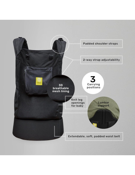 Portabebés Ergonómico LILLEbaby CarryOn Airflow Negro 9.1-27.2 kg