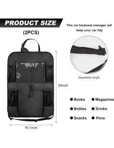 Organizador de Asiento Trasero de Coche Gasedin 2 PCS Negro 2