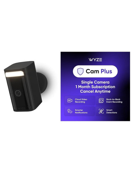 Cámara de Batería WYZE Pro Negra 2K HD con Cam Plus Mensual Cámara de Batería WYZE Pro Negra 2K HD con Cam Plus Mensual