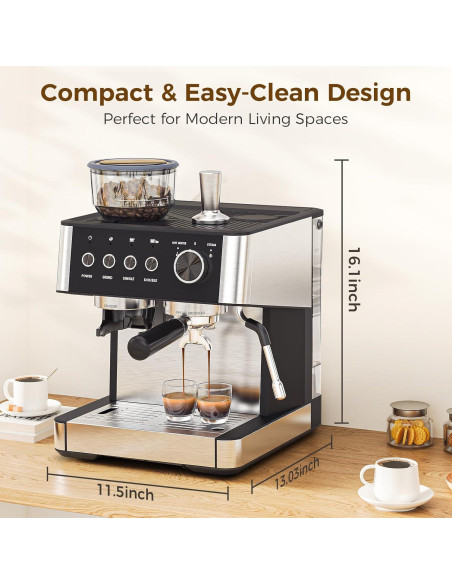 Máquina de Espresso COWSAR 20 Bar con Molinillo y Vapor