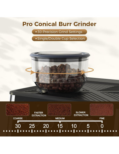 Máquina de Espresso COWSAR 20 Bar con Molinillo y Vapor