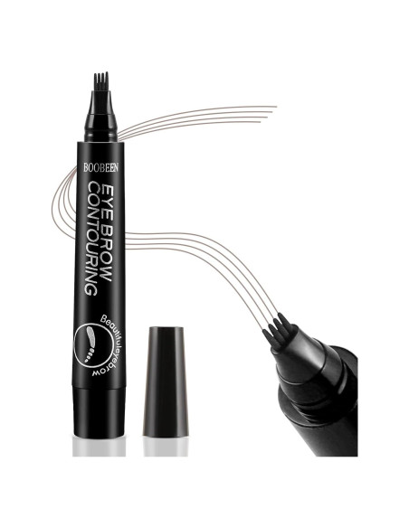 Bolígrafo de Cejas Boobeen Negro, Lápiz Microblading 4 Puntas