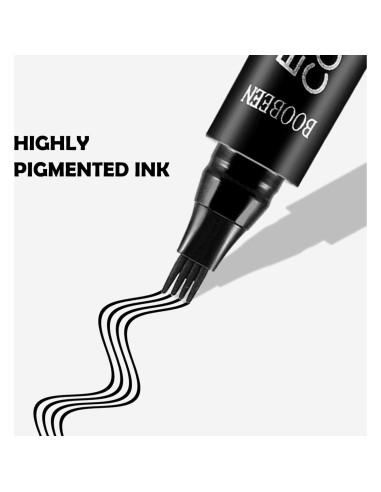 Bolígrafo de Cejas Boobeen Negro, Lápiz Microblading 4 Puntas