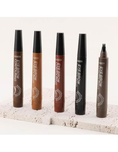 Bolígrafo de Cejas Boobeen Negro, Lápiz Microblading 4 Puntas