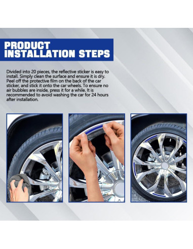 20 Calcomanías Reflectantes PACLVIO para Ruedas de Automóvil